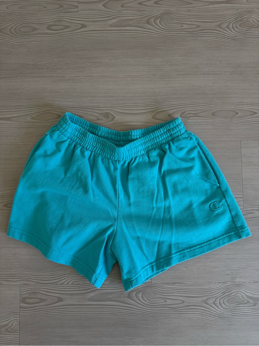 Champion Women's Teal Elastic-Waist Athletic Shorts